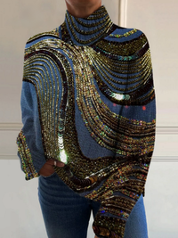 Cressida | Pull Col Roulé Étincelant de Noël