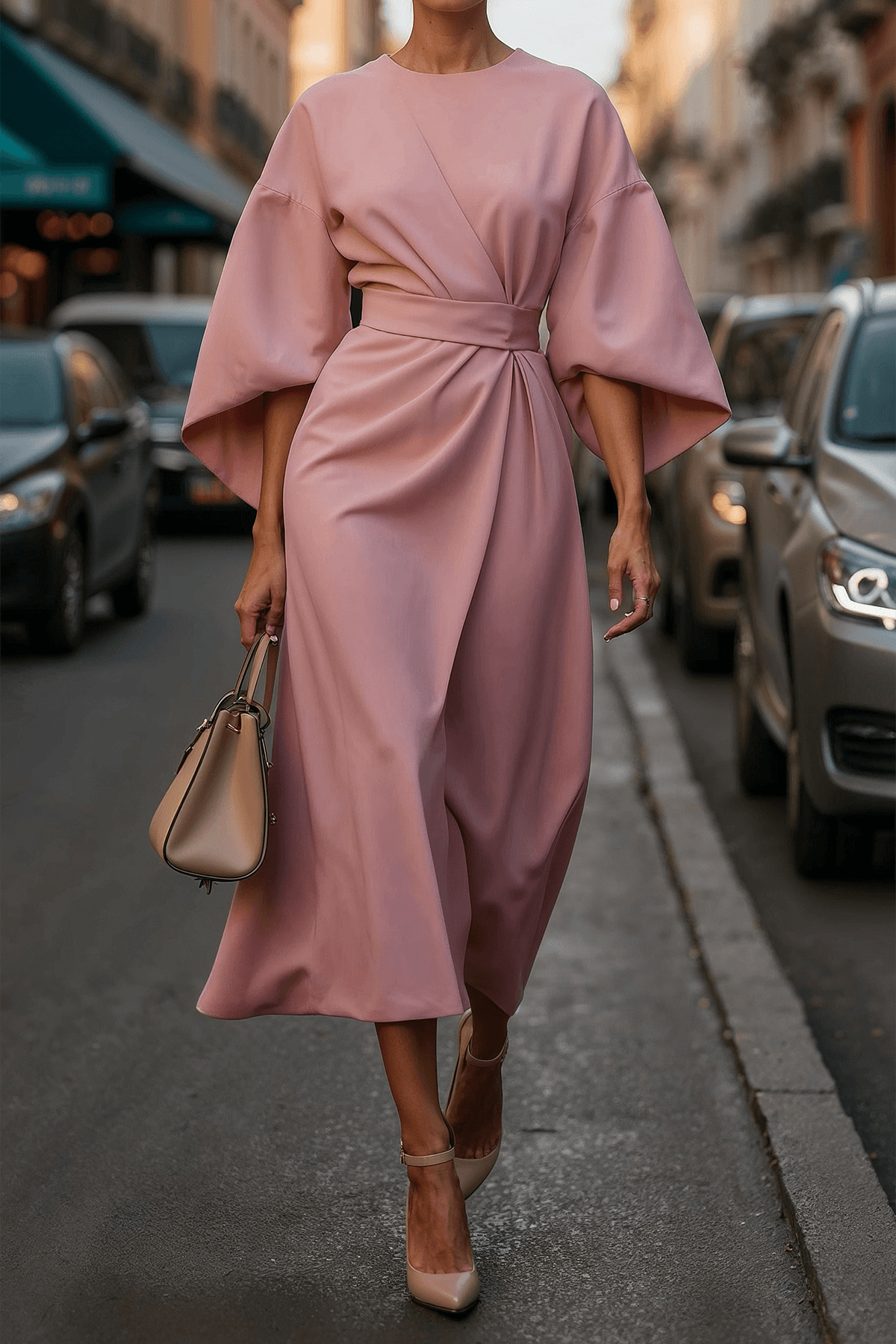 Robe Taille Élégante Uni
