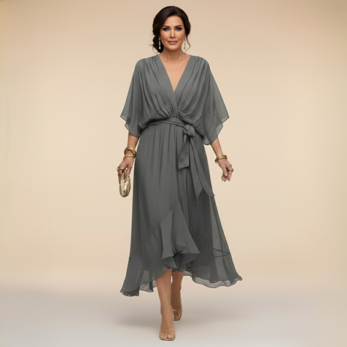 MOREAU LYON | ROBE EN CHIFFON V POUR FEMMES