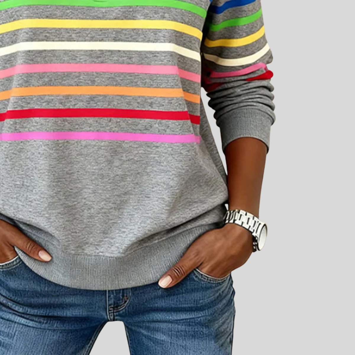 Prismette™ | Sweat-shirt à col zippé quart coloré à rayures
