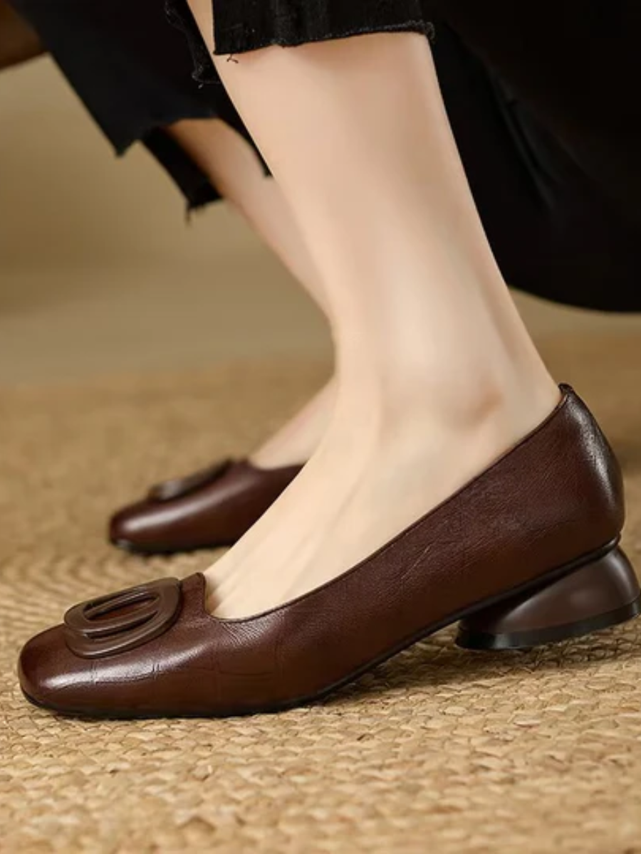 Margot — Ballerines en Cuir Bout Carré