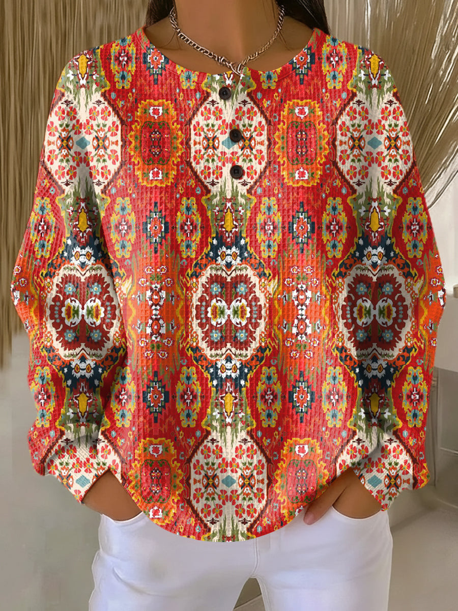 Calla | Haut à col boutonné à motifs