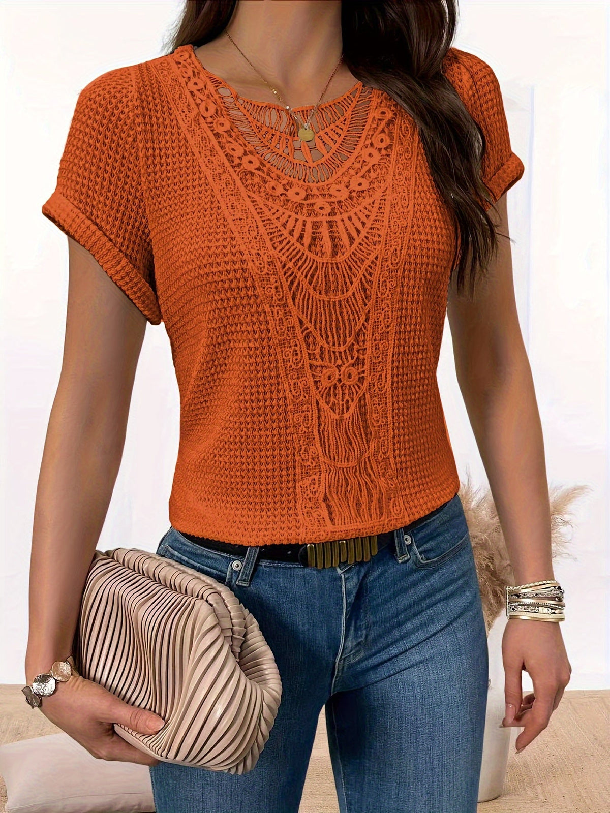 VIDAL BORDEAUX | T-SHIRT EN DENTELLE POUR FEMMES
