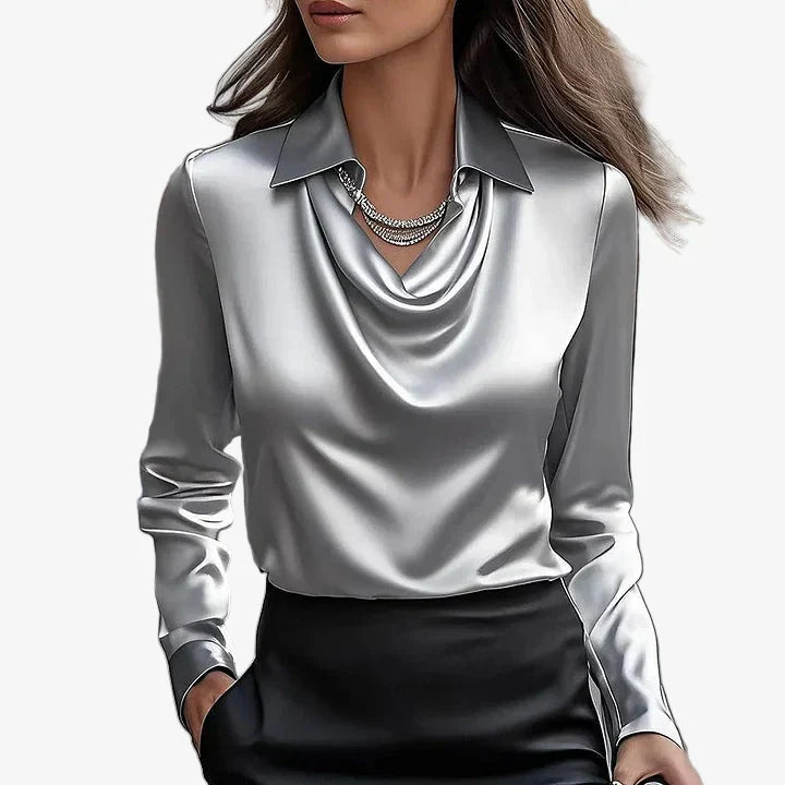 VIDAL BORDEAUX | BLOUSE DRAPÉE COL COWL POUR FEMMES