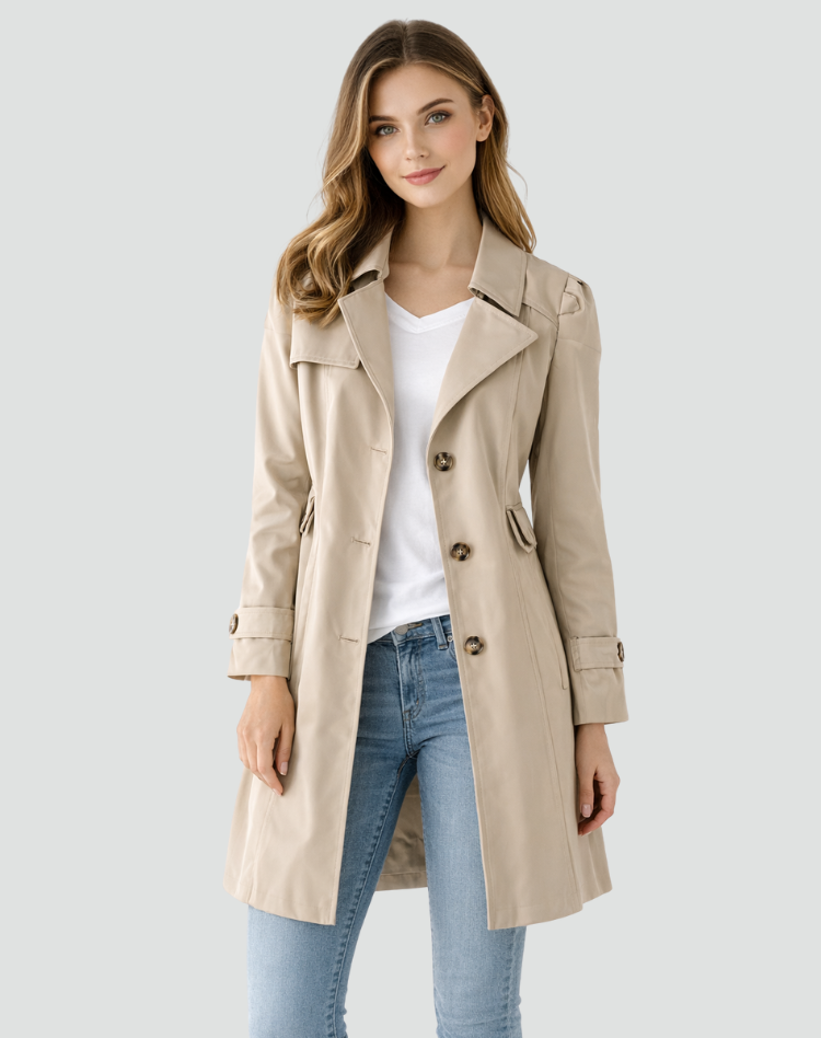VIDAL BORDEAUX | TRANCHÉE MANTEAU CLASSIQUE À REVERS POUR FEMMES
