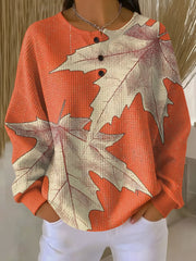 Laura | Haut en Tricot Waffle à Motif Feuille d'Automne
