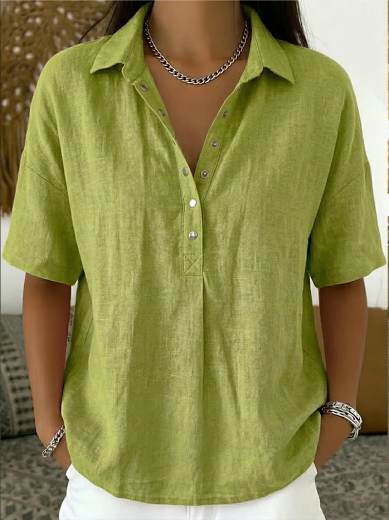 VIDAL BORDEAUX | BLOUSE À COL EN V AVEC BOUTONS POUR FEMMES
