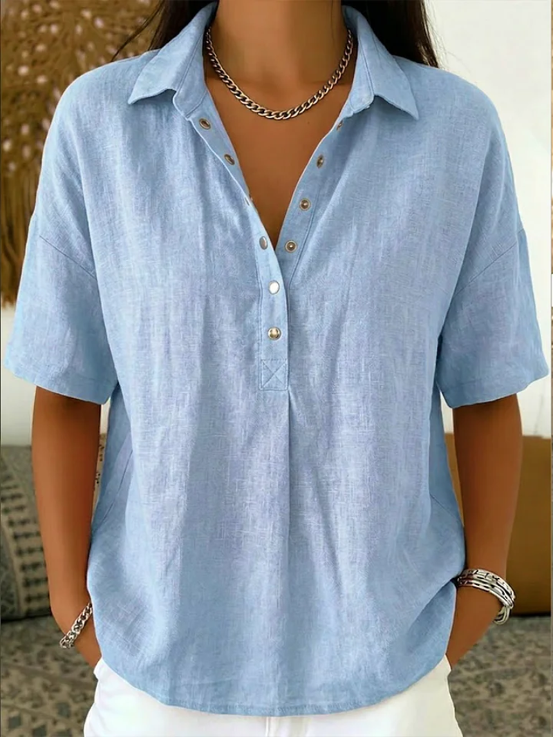 VIDAL BORDEAUX | BLOUSE À COL EN V AVEC BOUTONS POUR FEMMES
