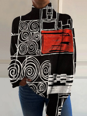 Romy | Pull Haut Col Montant Art Abstrait