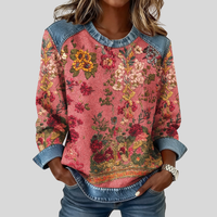 Orabelle™ | Sweat-shirt à imprimé floral avec finitions en denim
