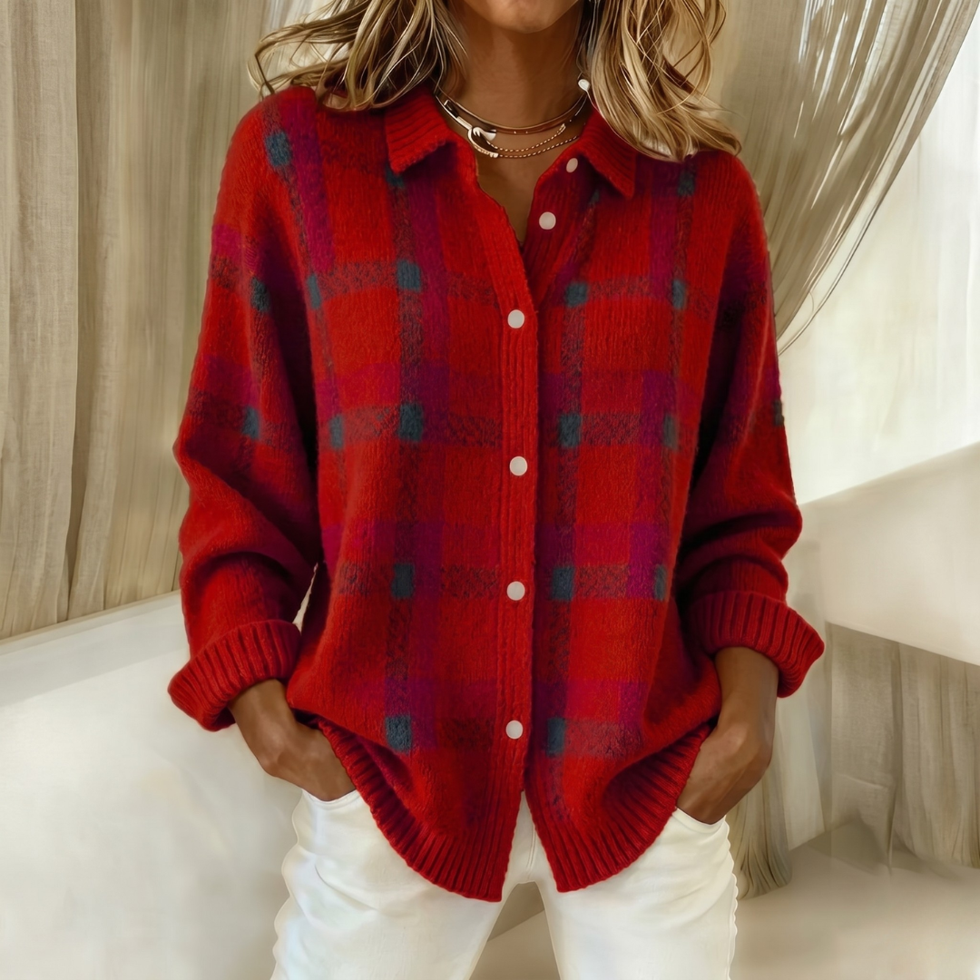 VIDAL BORDEAUX | GILET TRICOTÉ À COL POUR FEMMES