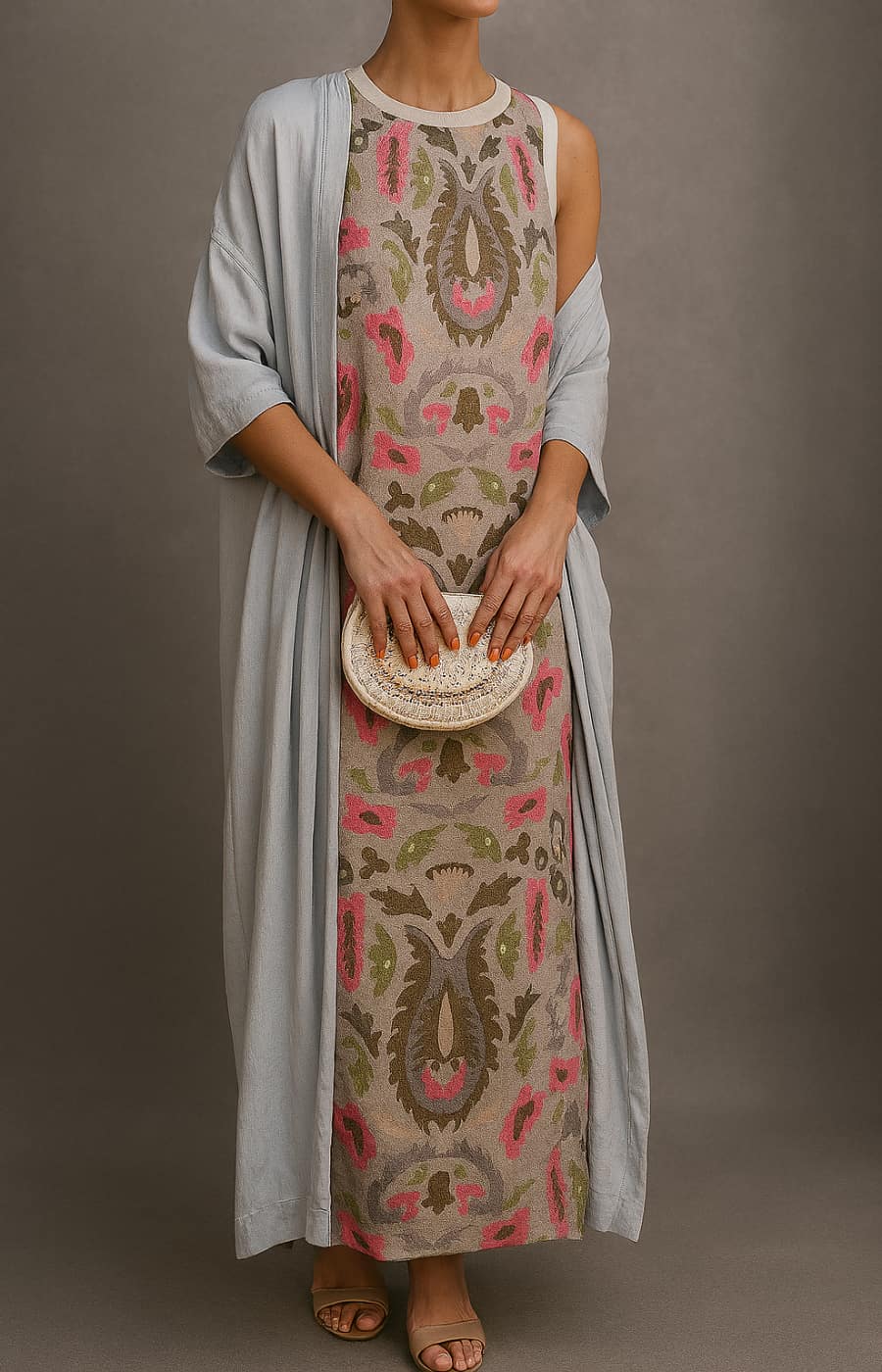 MOREAU LYON | ROBE IMPRIMÉE AVEC GILET ASSORTI POUR FEMMES