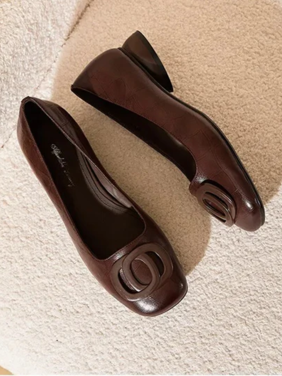 Margot — Ballerines en Cuir Bout Carré