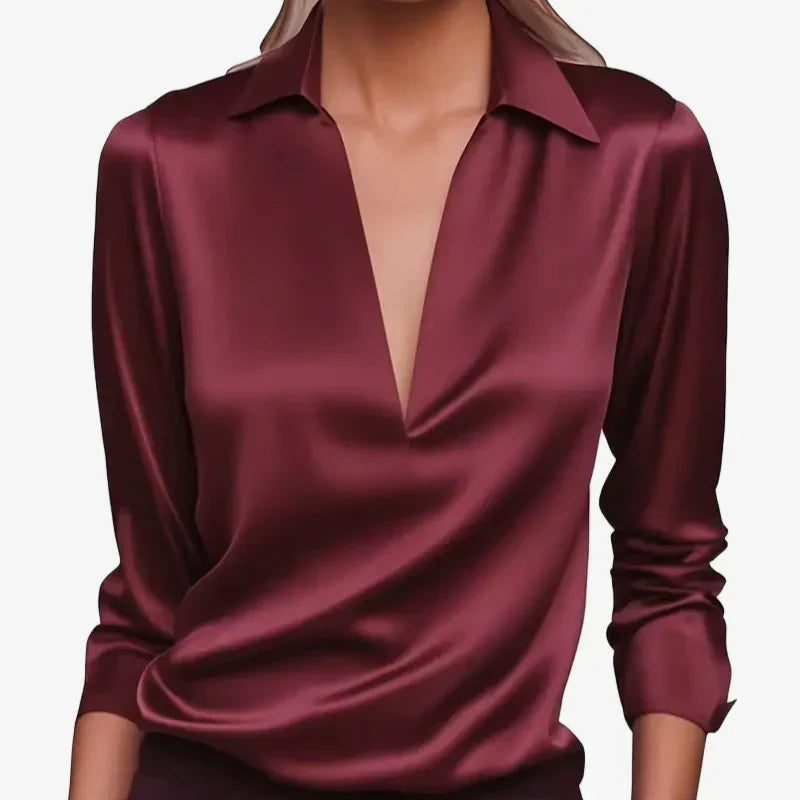 VIDAL BORDEAUX | BLOUSE SATINÉE ÉLÉGANTE POUR FEMMES