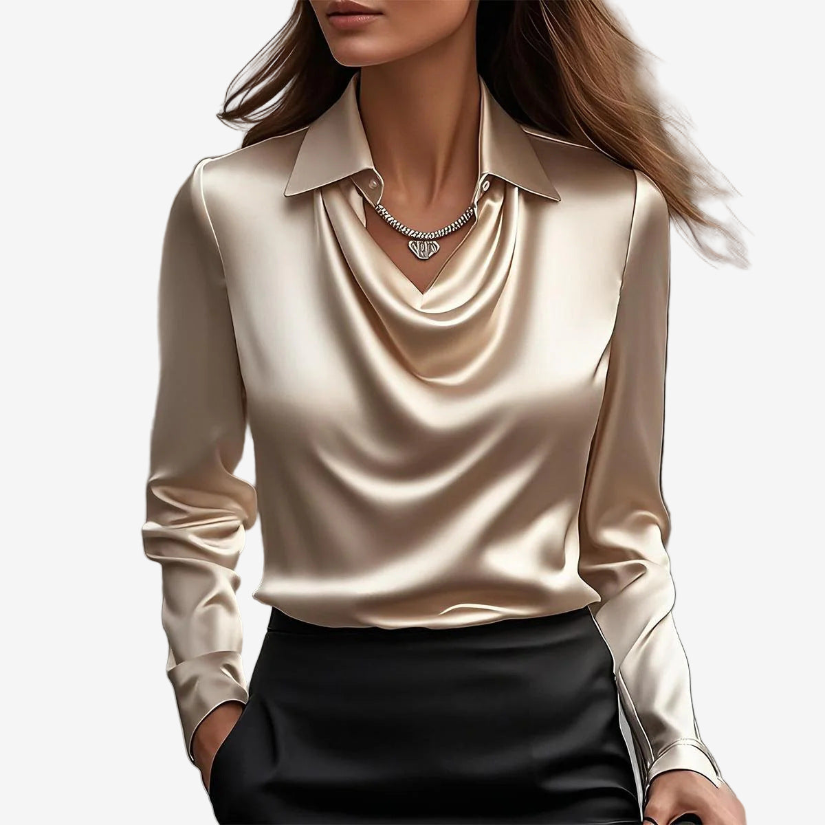 VIDAL BORDEAUX | BLOUSE DRAPÉE COL COWL POUR FEMMES