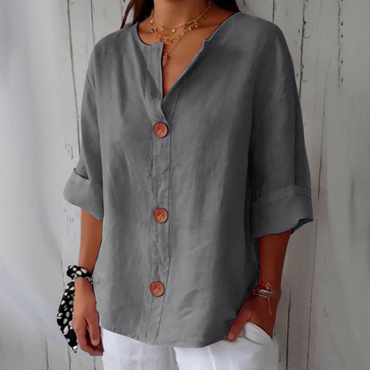VIDAL BORDEAUX | CHEMISE À COL EN V POUR FEMMES