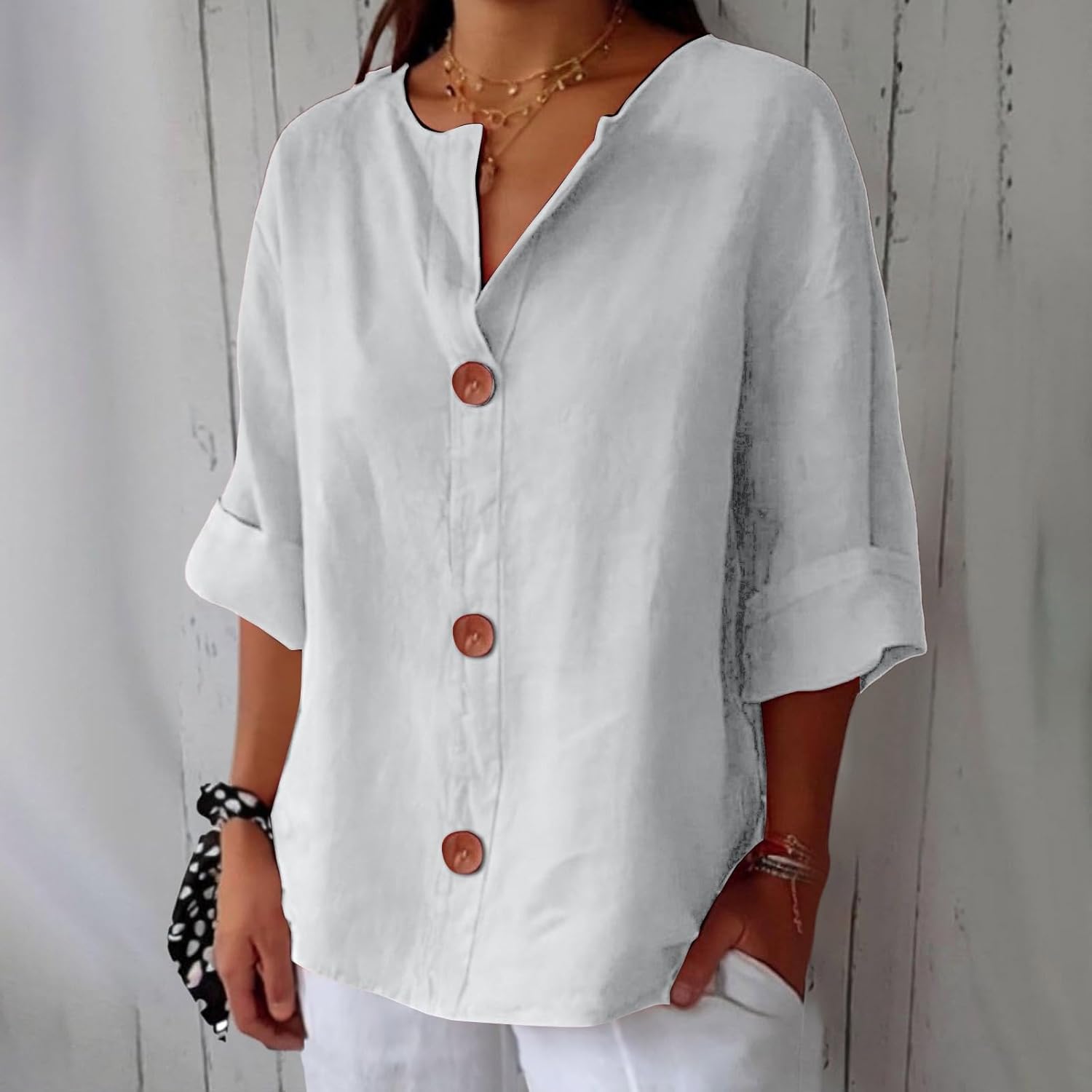 VIDAL BORDEAUX | CHEMISE À COL EN V POUR FEMMES