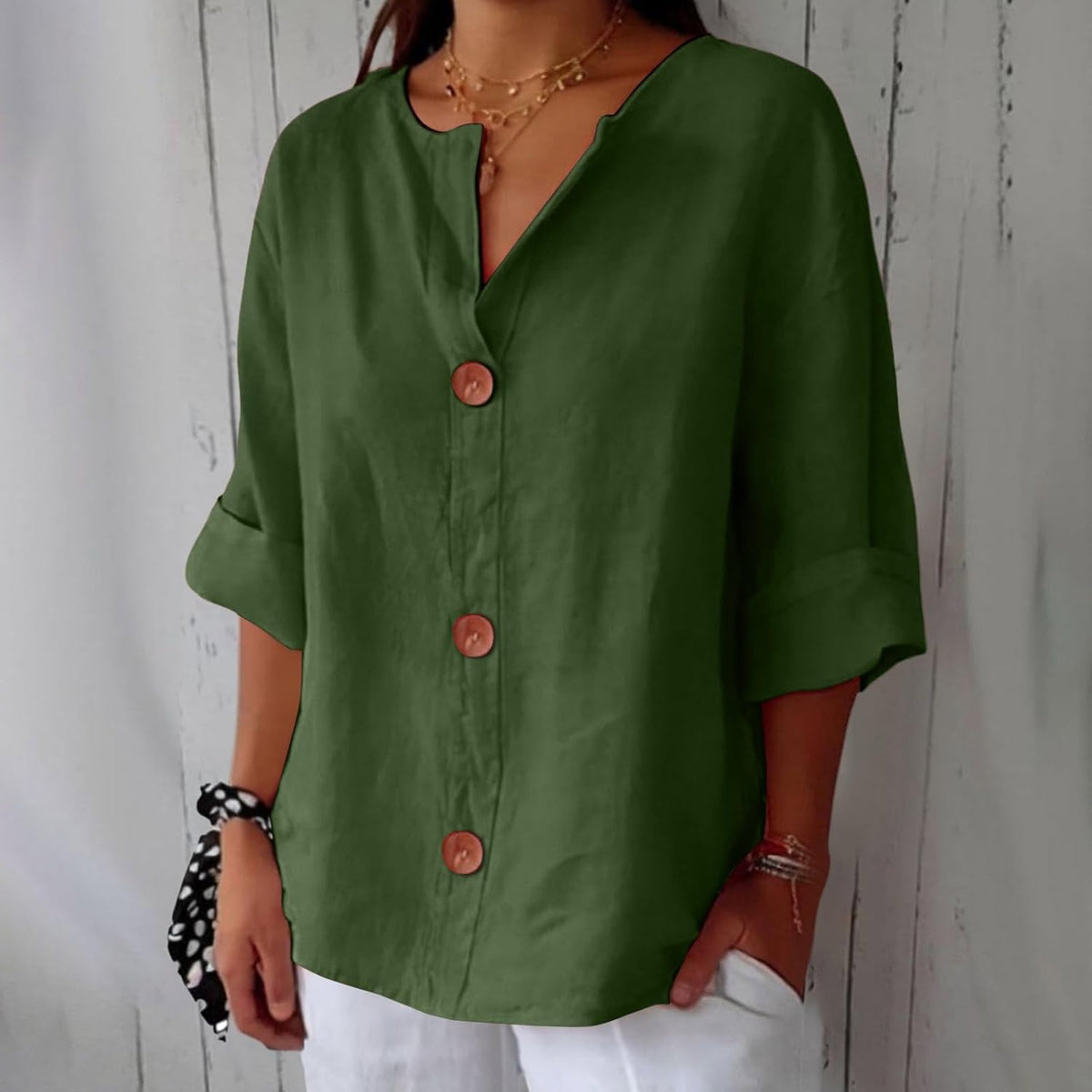 VIDAL BORDEAUX | CHEMISE À COL EN V POUR FEMMES