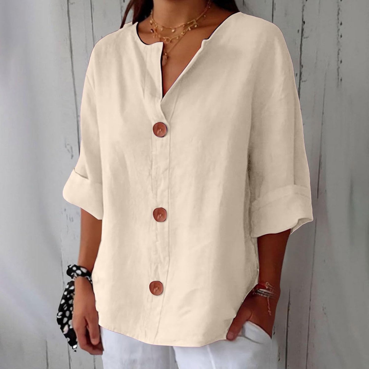 VIDAL BORDEAUX | CHEMISE À COL EN V POUR FEMMES