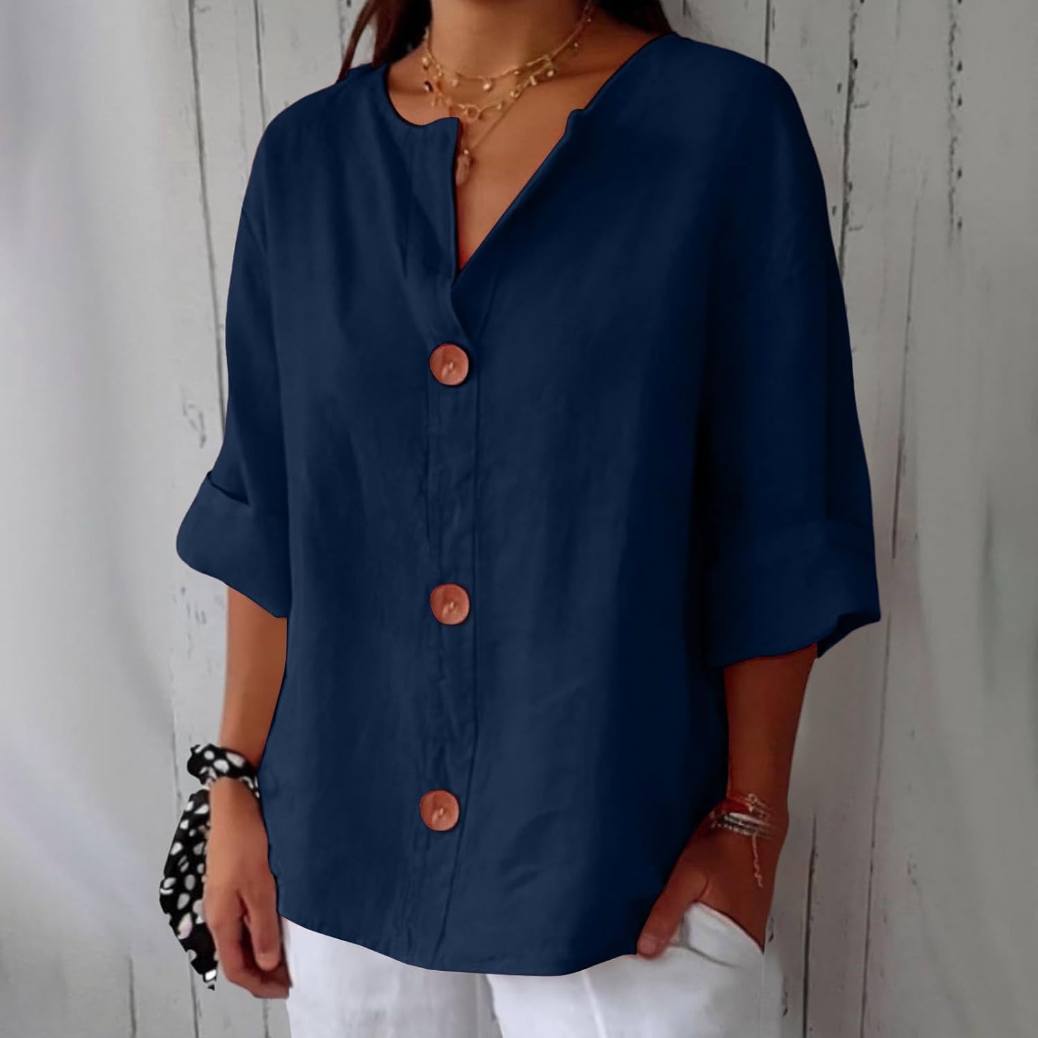 VIDAL BORDEAUX | CHEMISE À COL EN V POUR FEMMES