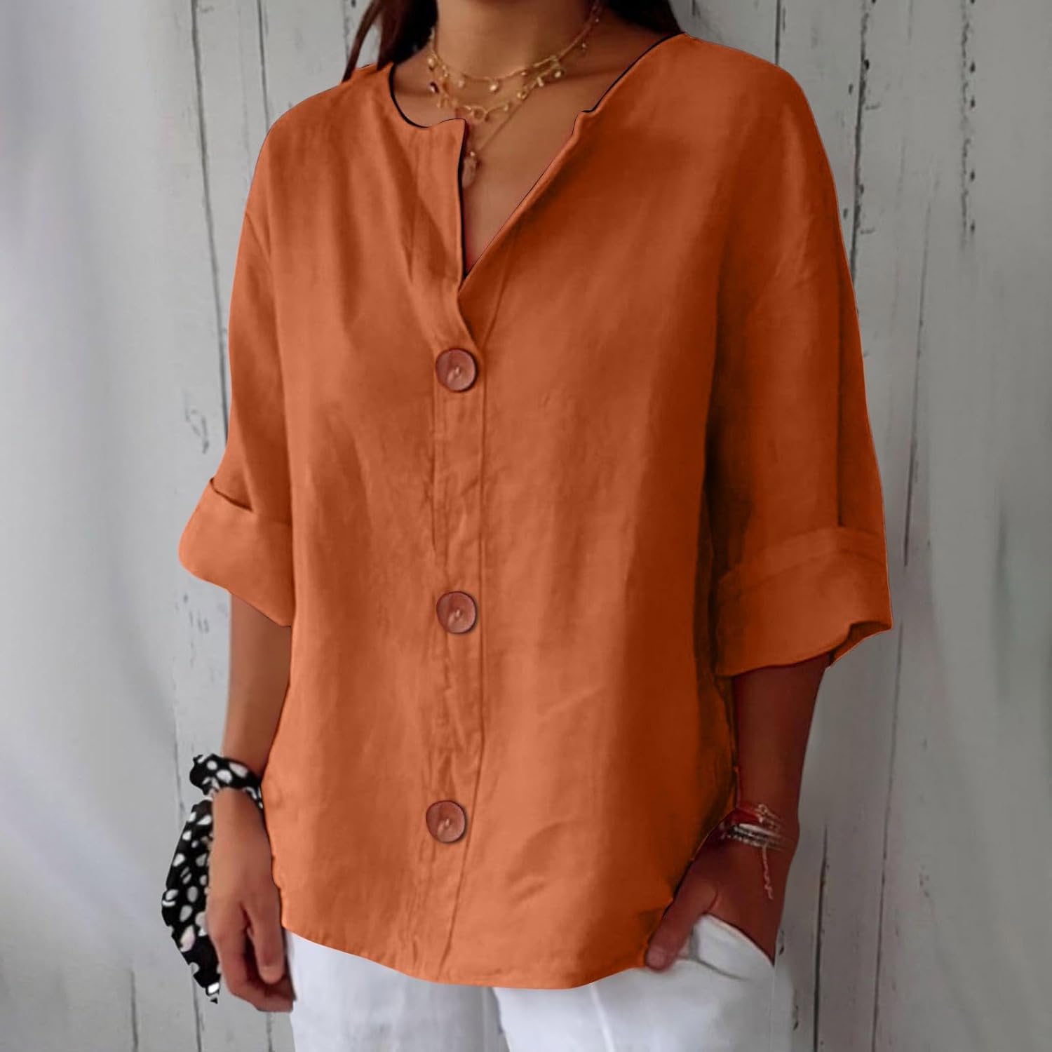 VIDAL BORDEAUX | CHEMISE À COL EN V POUR FEMMES