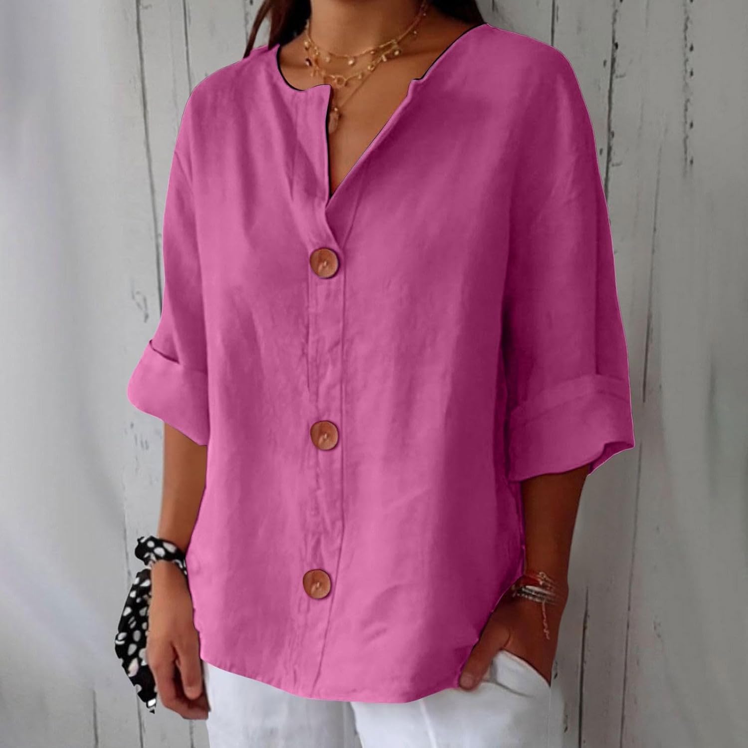 VIDAL BORDEAUX | CHEMISE À COL EN V POUR FEMMES