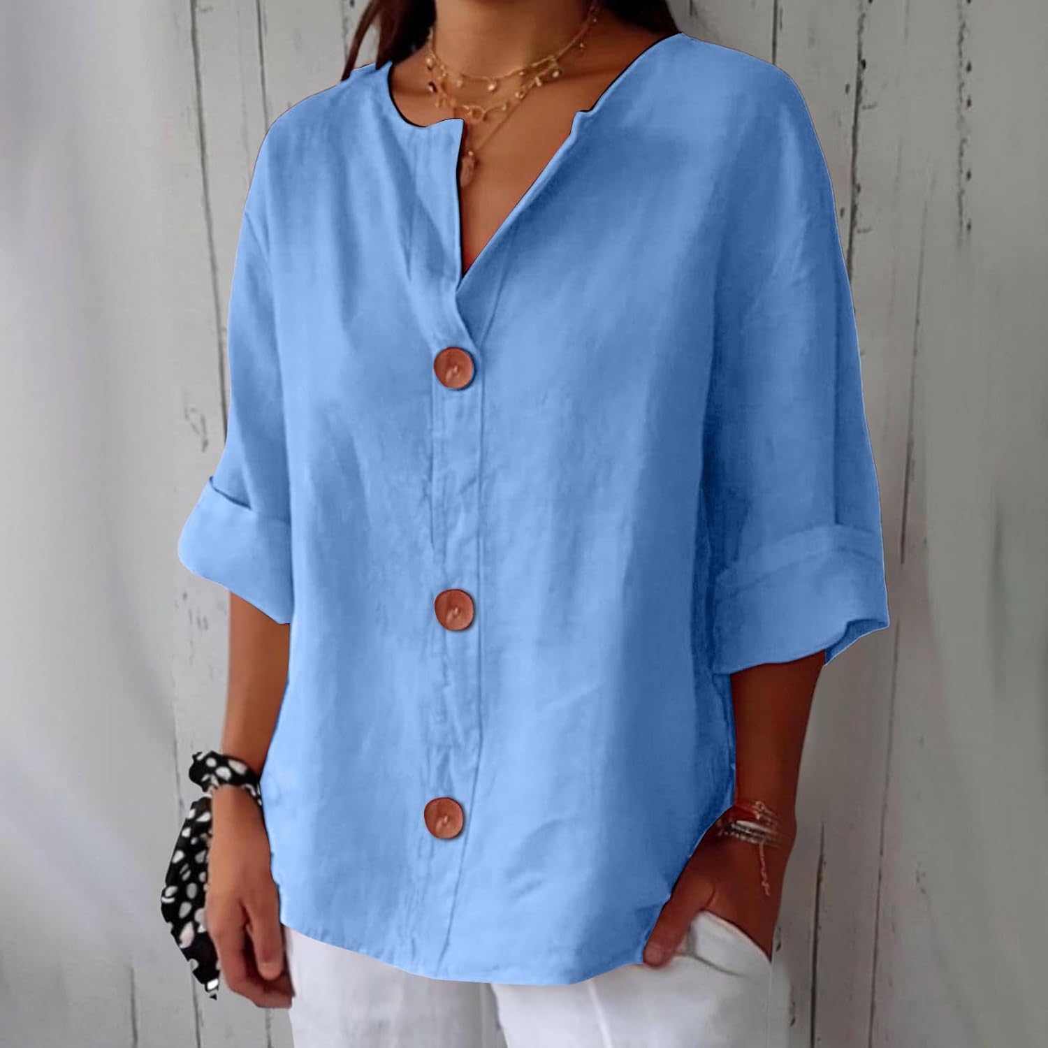 VIDAL BORDEAUX | CHEMISE À COL EN V POUR FEMMES