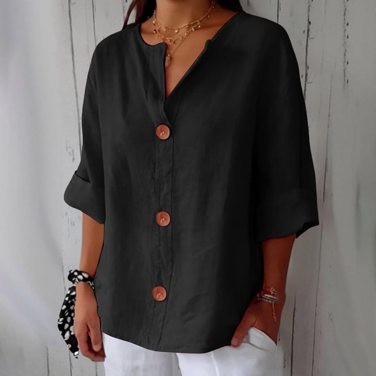 VIDAL BORDEAUX | CHEMISE À COL EN V POUR FEMMES