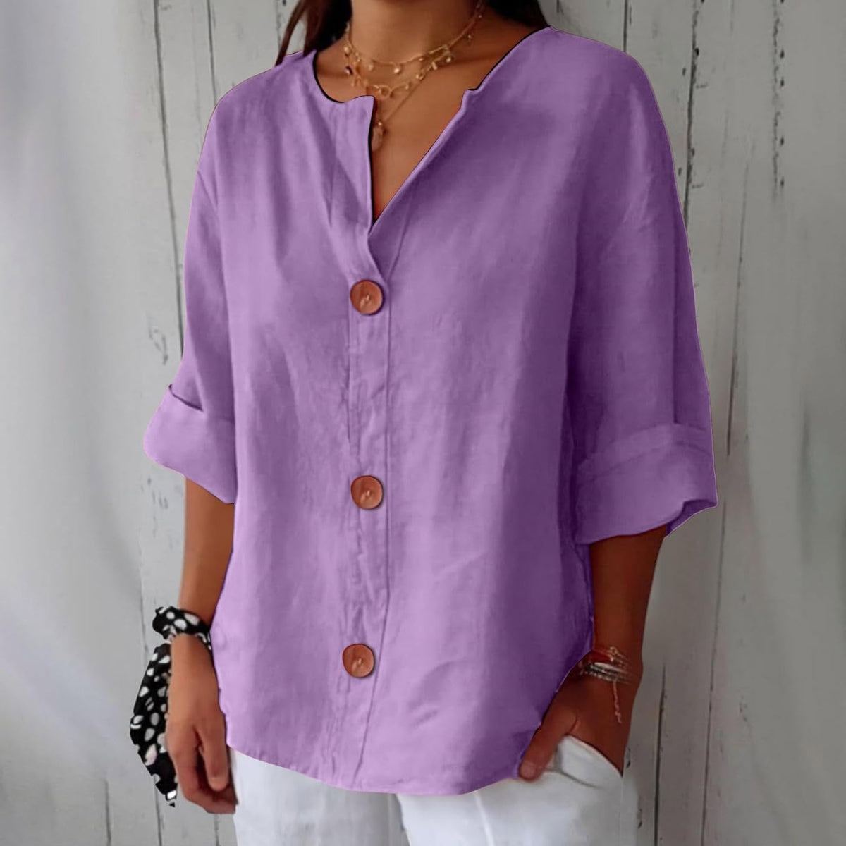 VIDAL BORDEAUX | CHEMISE À COL EN V POUR FEMMES