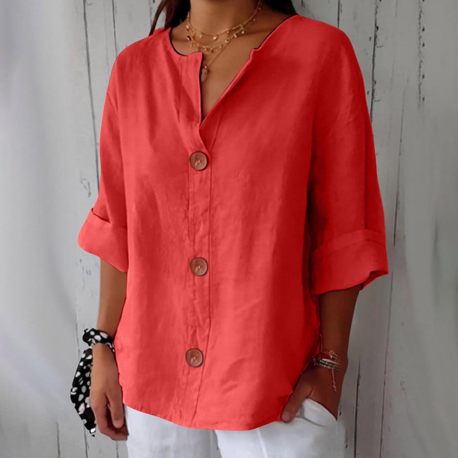 VIDAL BORDEAUX | CHEMISE À COL EN V POUR FEMMES
