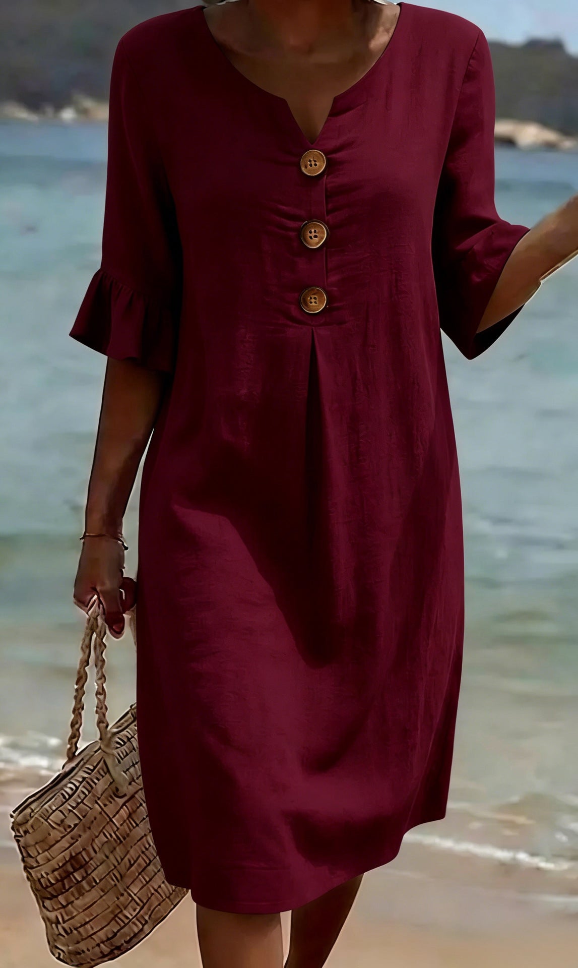 VIDAL BORDEAUX | ÉLÉGANTE ROBE COUPE AMPLE POUR FEMMES
