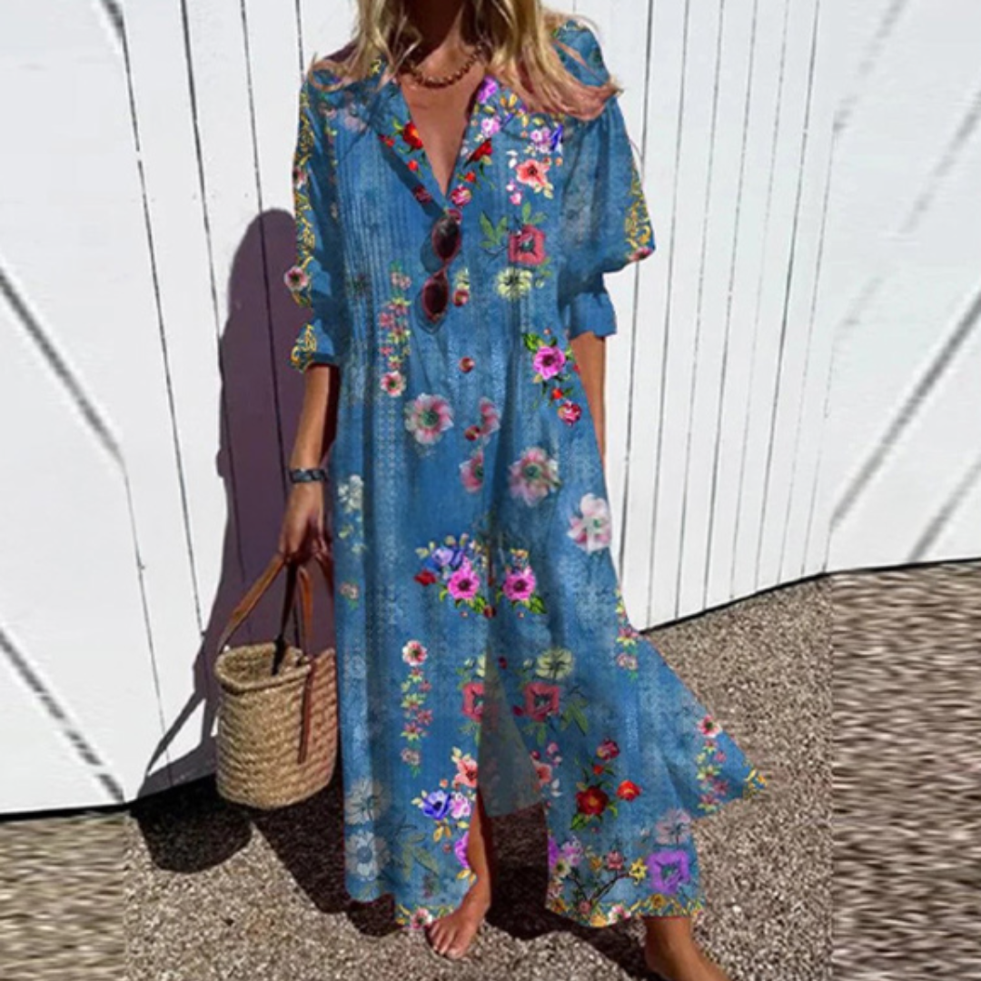 VIDAL BORDEAUX | ROBE MAXI IMPRIMÉE POUR FEMMES