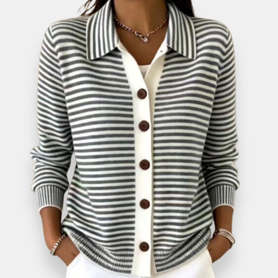 Véronique | Gilet Rayé Boutonné