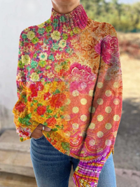 Hattie | Pull à Col Montant Floral Artistique