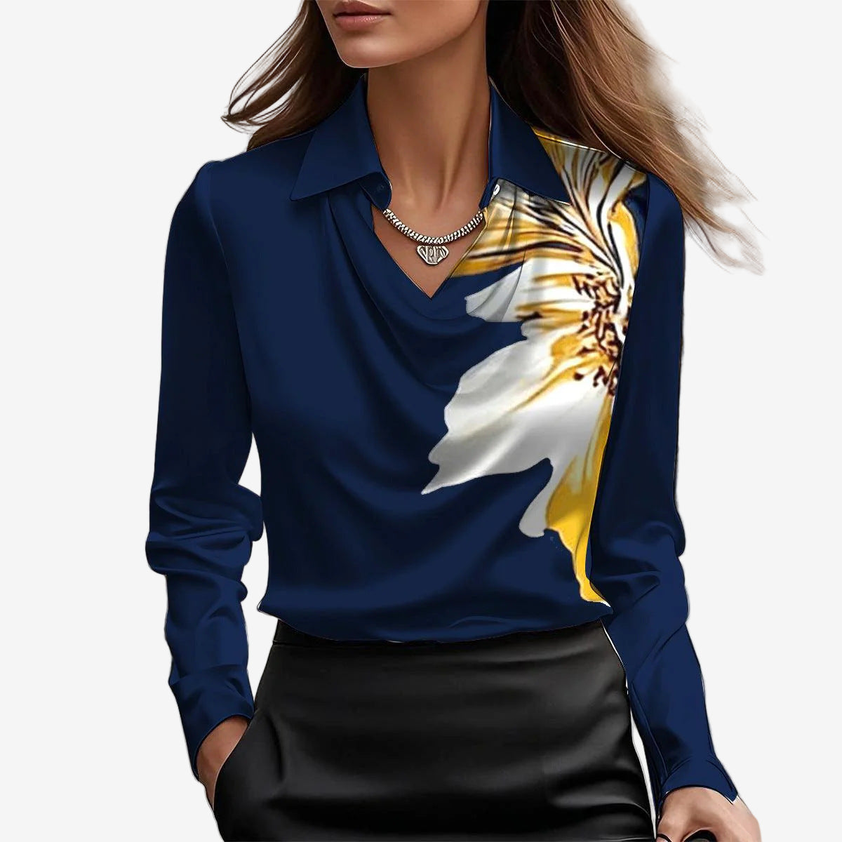 VIDAL BORDEAUX | BLOUSE DRAPÉE COL COWL POUR FEMMES