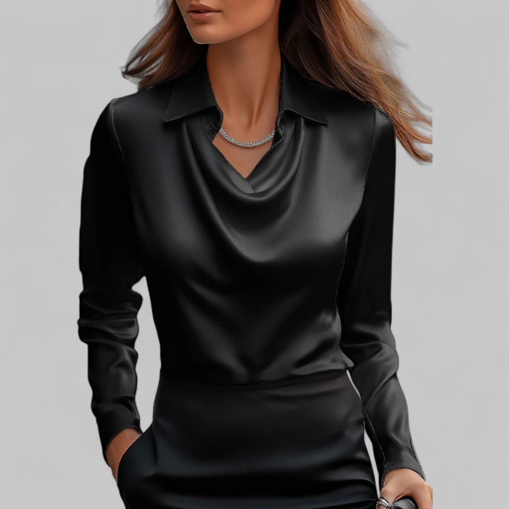 VIDAL BORDEAUX | BLOUSE EN SATIN DRAPÉE POUR FEMMES