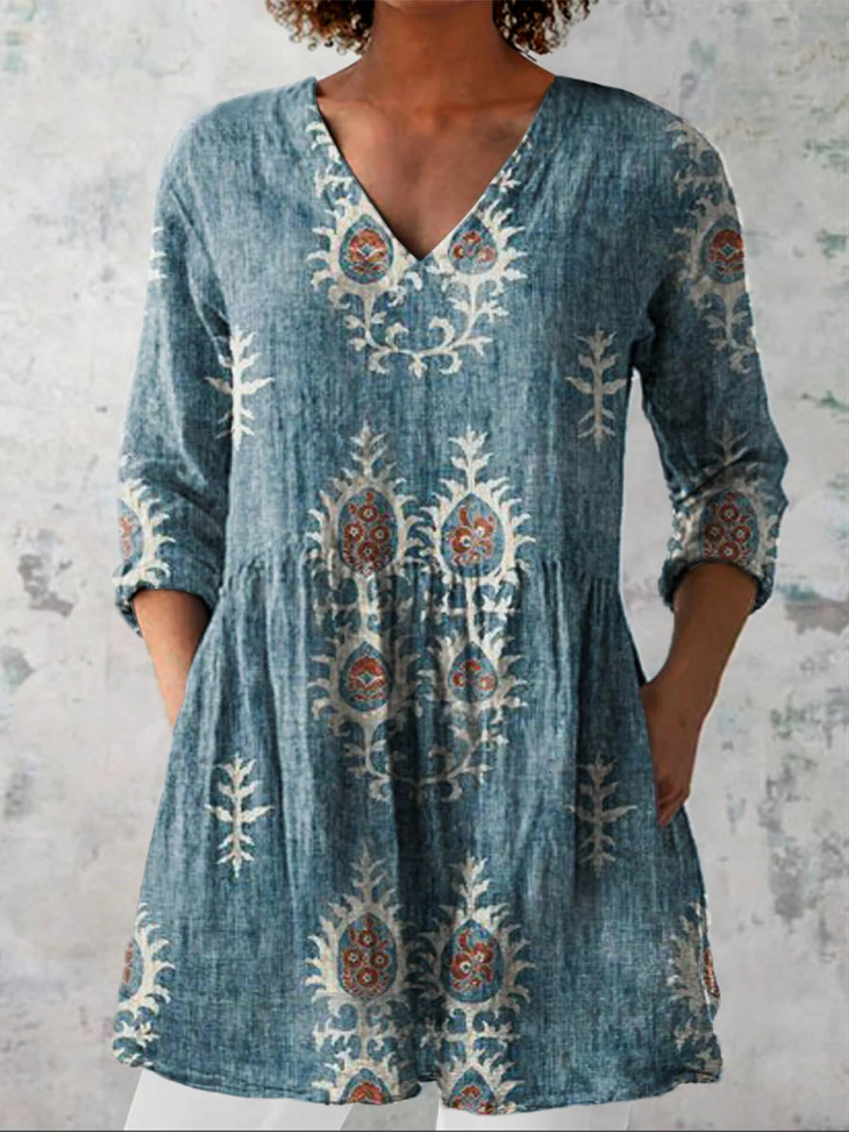 VIDAL BORDEAUX | BLOUSE LONGUE À COL EN V POUR FEMMES