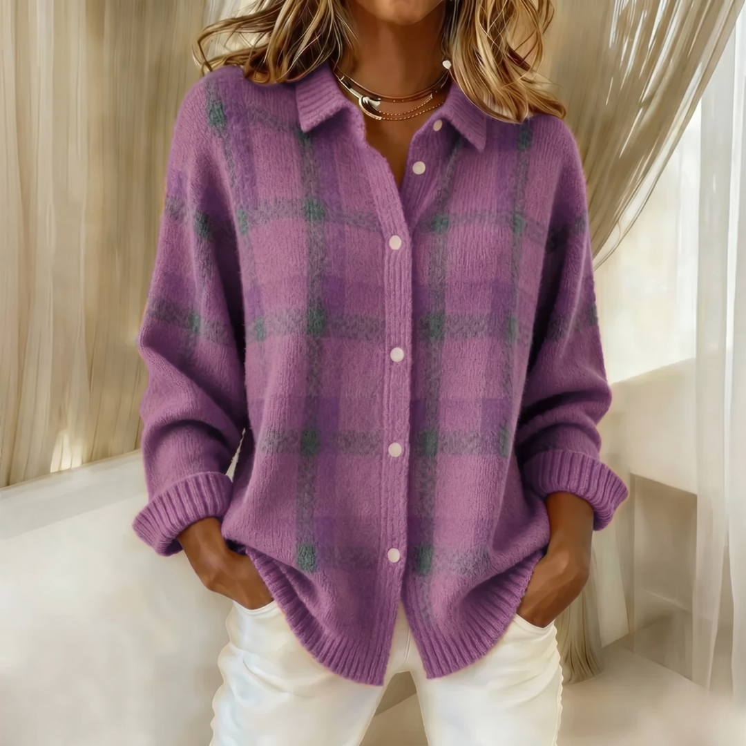 VIDAL BORDEAUX | GILET TRICOTÉ À COL POUR FEMMES