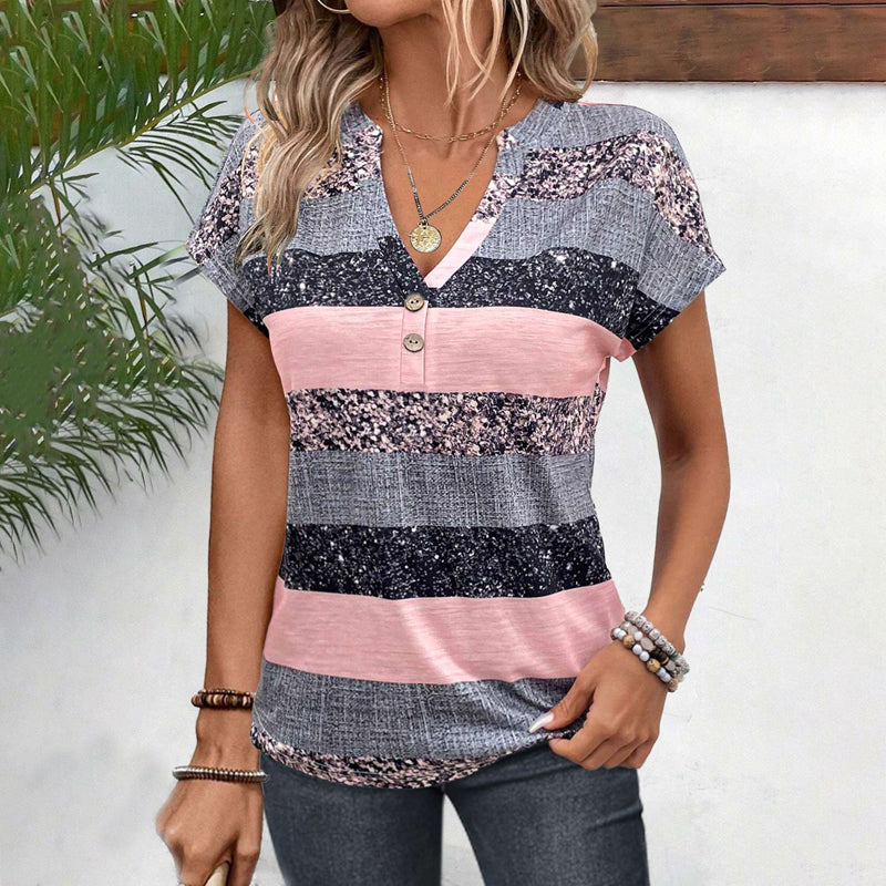 VIDAL BORDEAUX | BLOUSE RAYÉE COL V POUR FEMMES