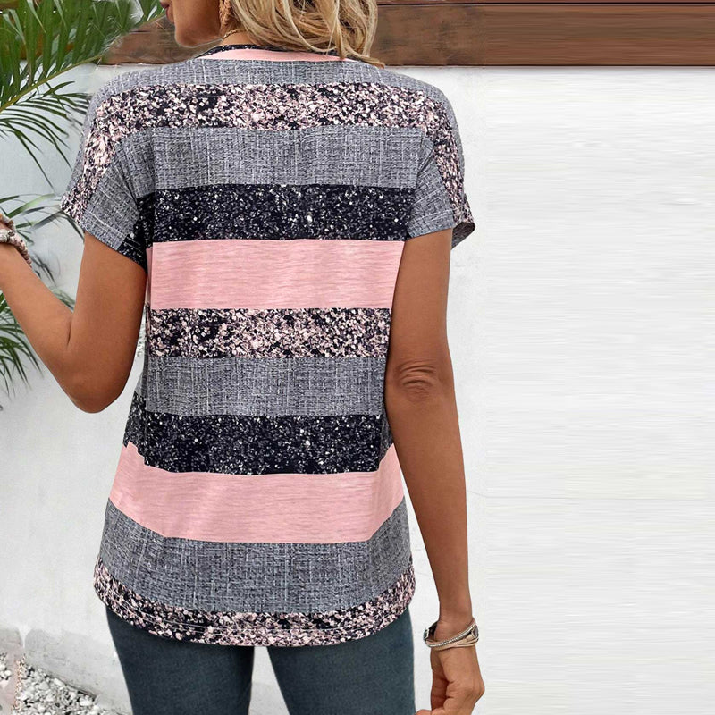 VIDAL BORDEAUX | BLOUSE RAYÉE COL V POUR FEMMES