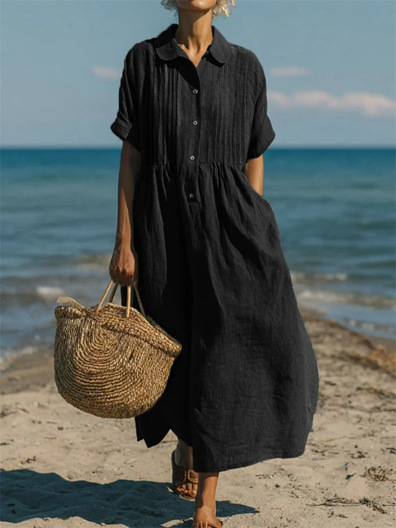 VIDAL BORDEAUX | ROBE EN LIN ÉLÉGANTE POUR FEMMES