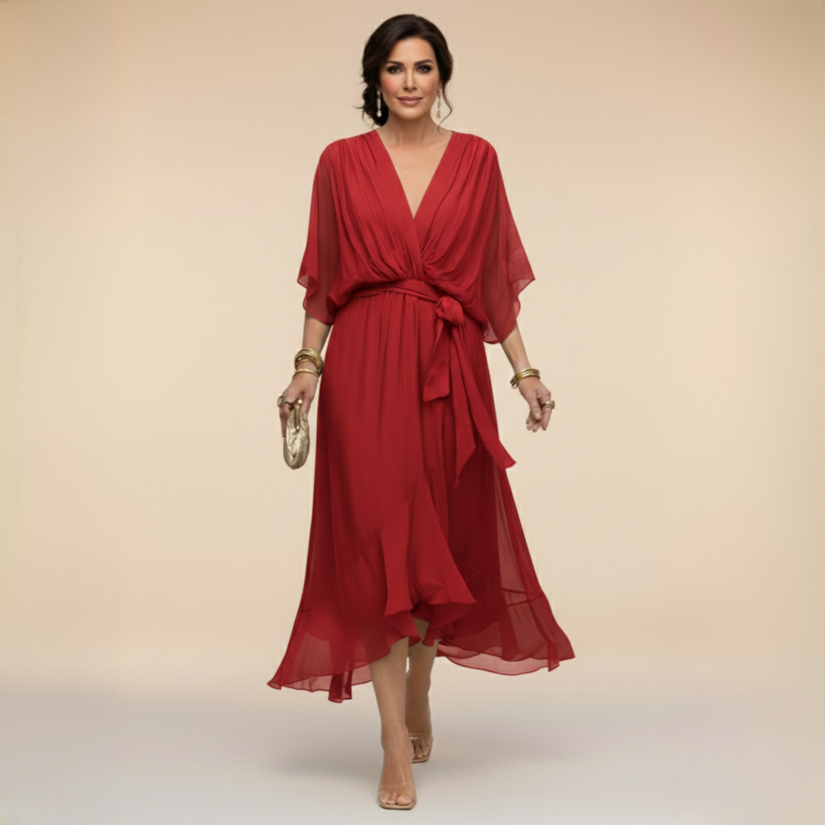 MOREAU LYON | ROBE EN CHIFFON V POUR FEMMES
