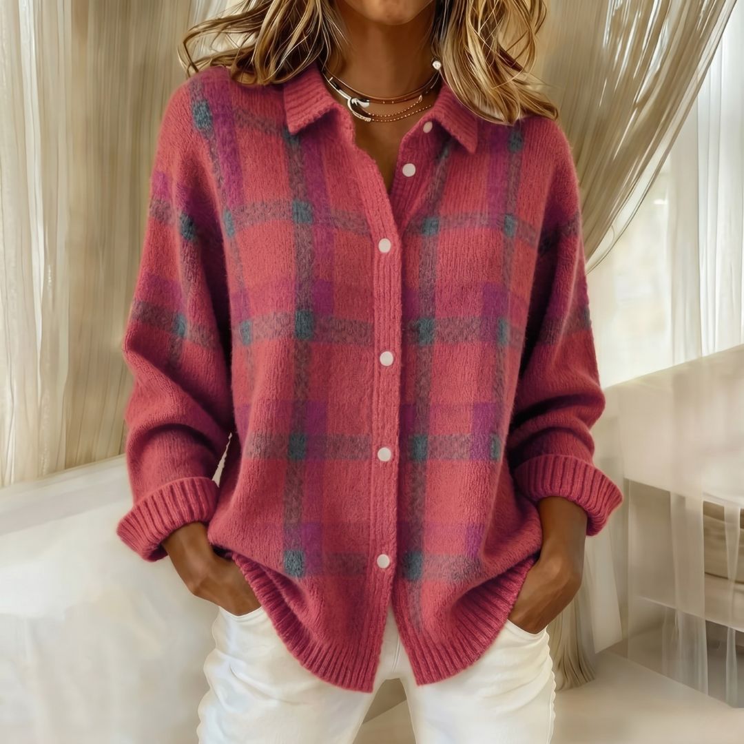 VIDAL BORDEAUX | GILET TRICOTÉ À COL POUR FEMMES