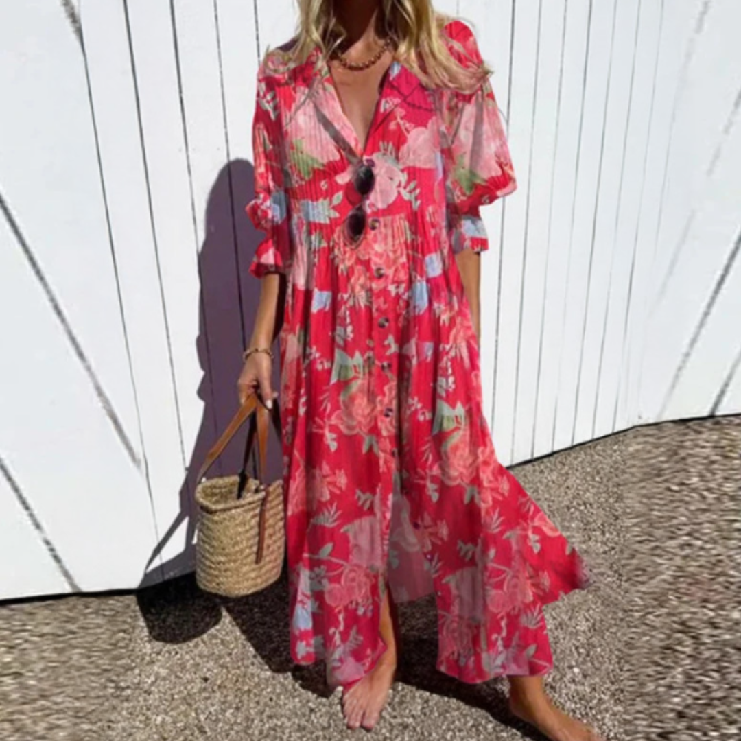 VIDAL BORDEAUX | ROBE MAXI IMPRIMÉE POUR FEMMES