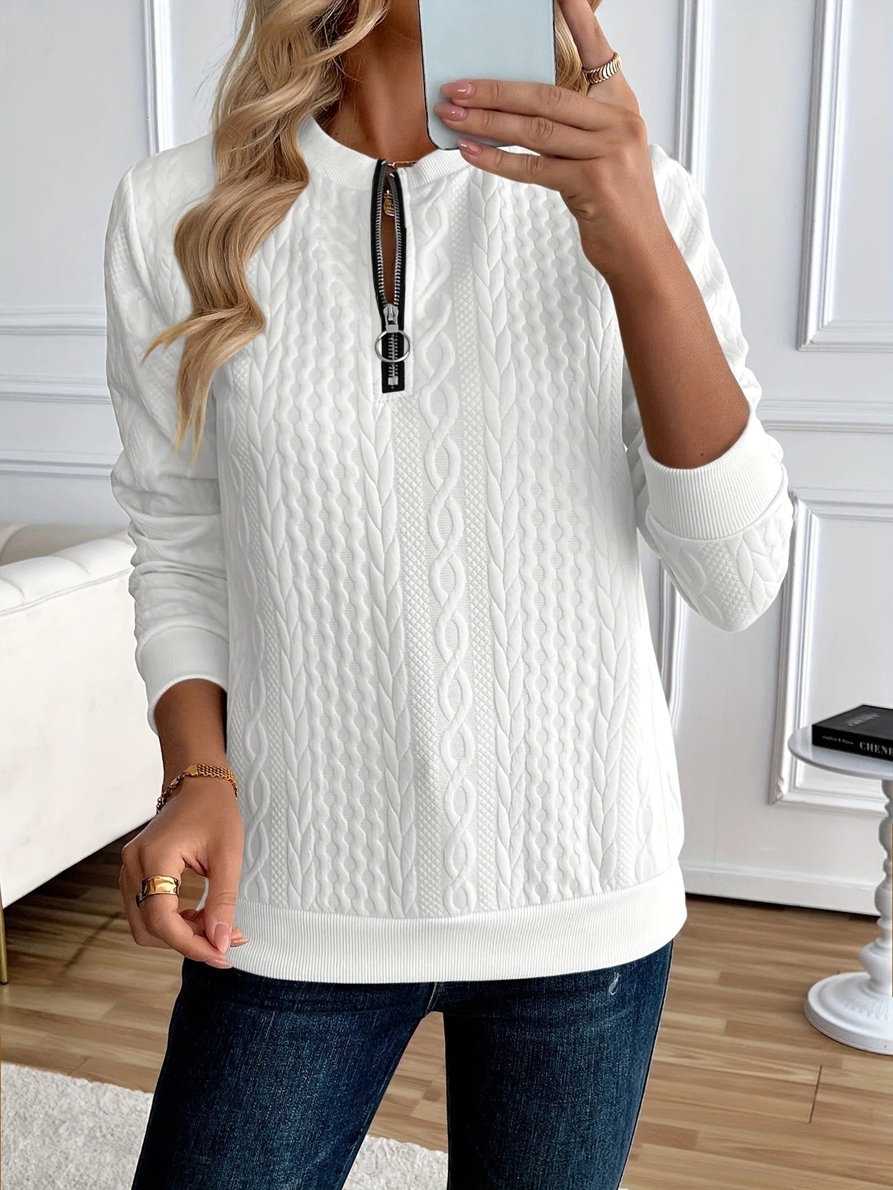 VIDAL BORDEAUX | SWEAT ZIPPÉ TEXTURÉ POUR FEMMES
