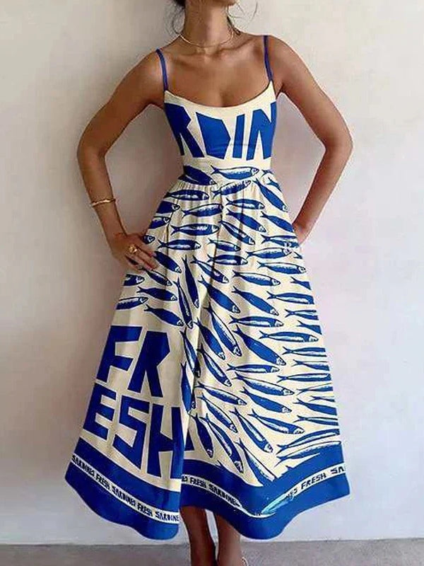 Robe à Imprimé Sardine Vintage