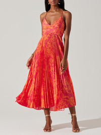 Robe Midi Plissée à Imprimé Floral Élégant