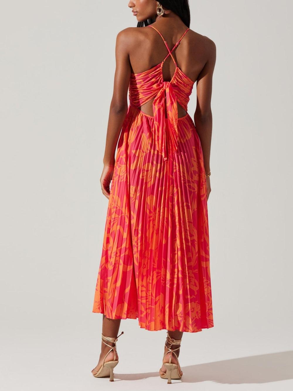 Robe Midi Plissée à Imprimé Floral Élégant