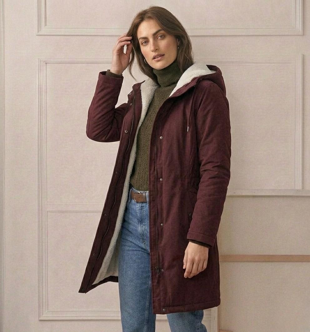 VIDAL BORDEAUX | PARKA D'HIVER DOUBLÉE EN POLAIRE POUR FEMMES