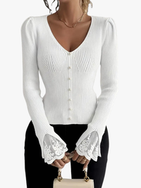 VIDAL BORDEAUX | PULL À COL EN V ET CÔTES POUR FEMMES